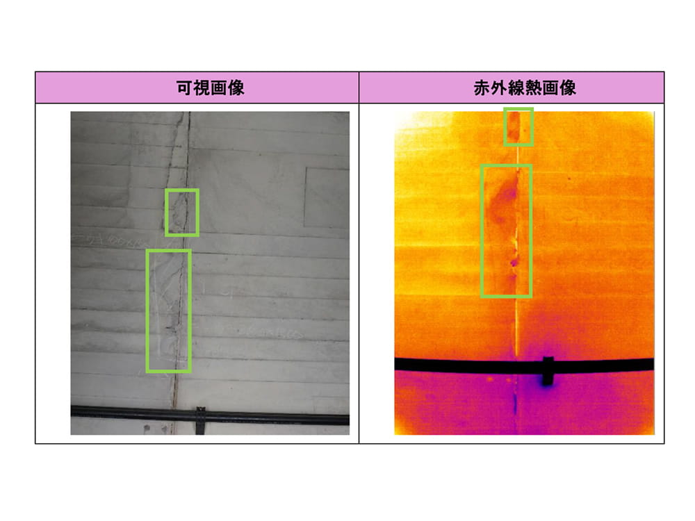 走行型赤外線撮影システムを用いたトンネル覆工面のうき・はく離、漏水調査